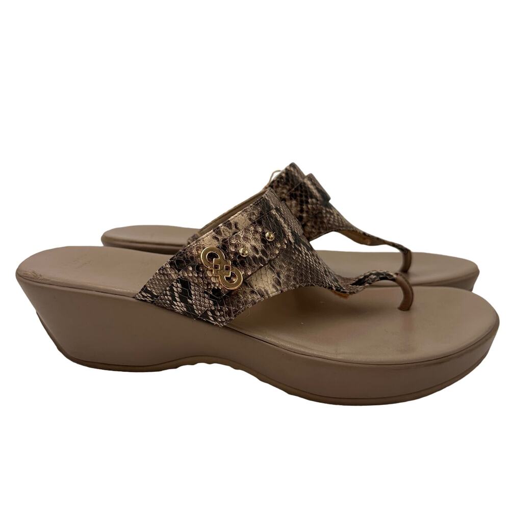 Cole Haan Women's Snakeskin Wedge Thong Sandals Size 10.5